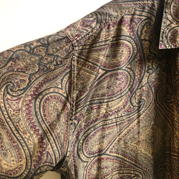 Gorgeous 100% silk patterned button up! Fits up to XXL - Picture 3 of 4